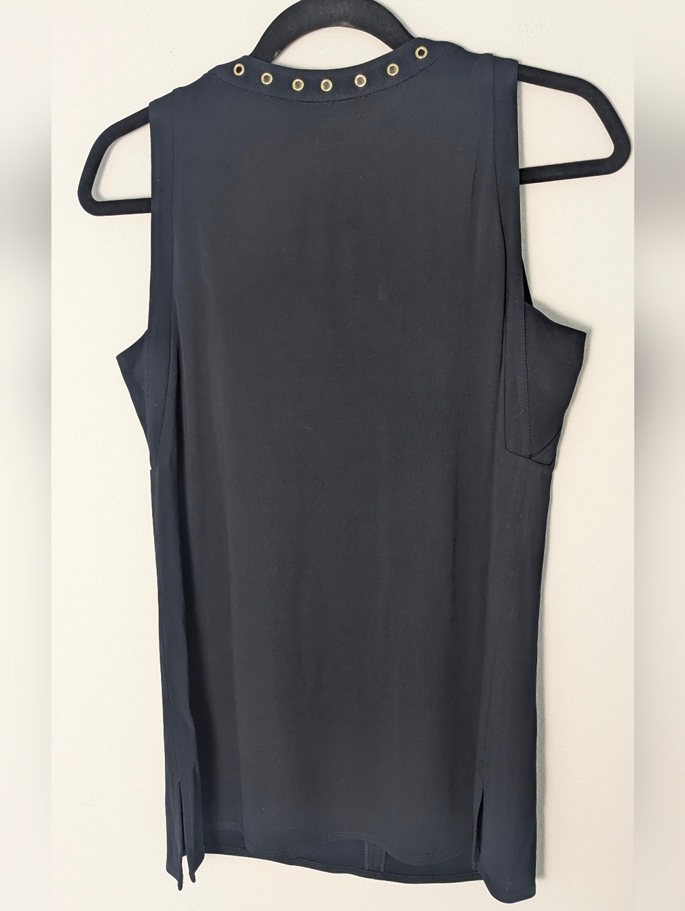 Worth Womens Gold Embellished Top Sleeveless Dark Navy Size S V-neck Office EUC - Picture 5 of 9